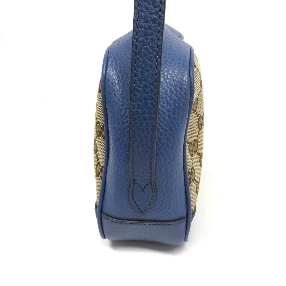 Gucci Shoulder Bag Canvas GG Leather Blue - Picture 3 of 9